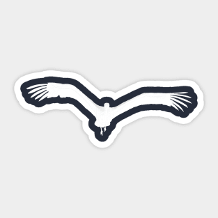 Stork Bird In Flight Vector White Silhouette Sticker